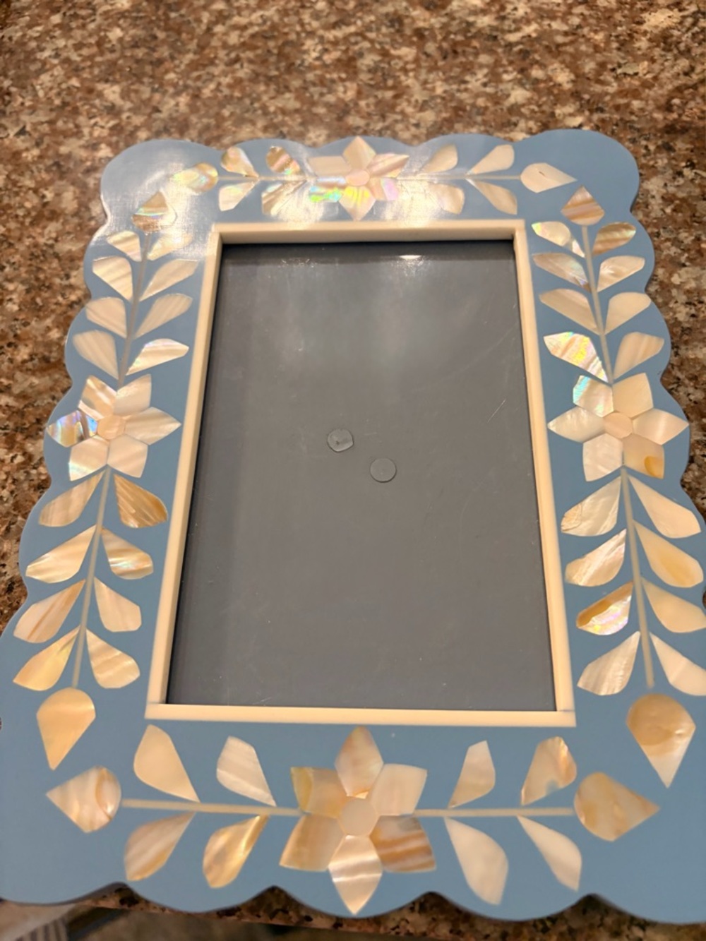 Two's Company Blue Frame with Mother-of-Pearl Floral Inlay - Picture 2 of 5